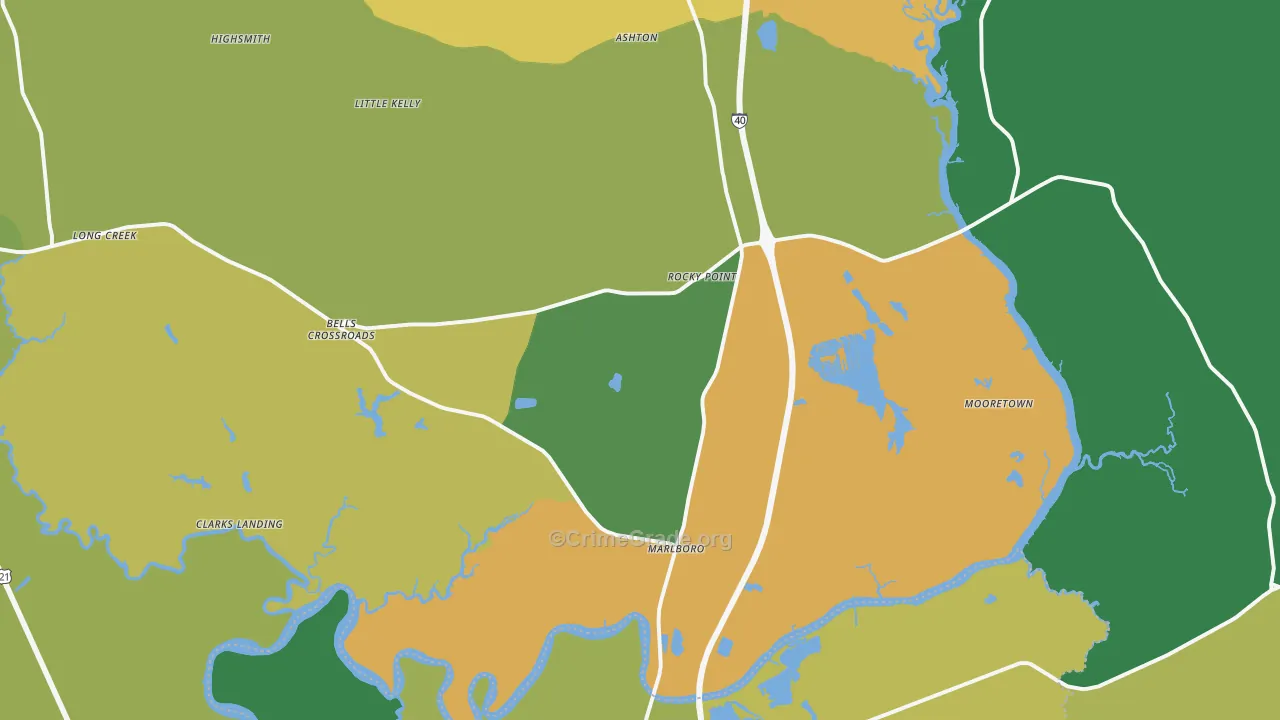 Rocky Point, NC Map of Murder Rates