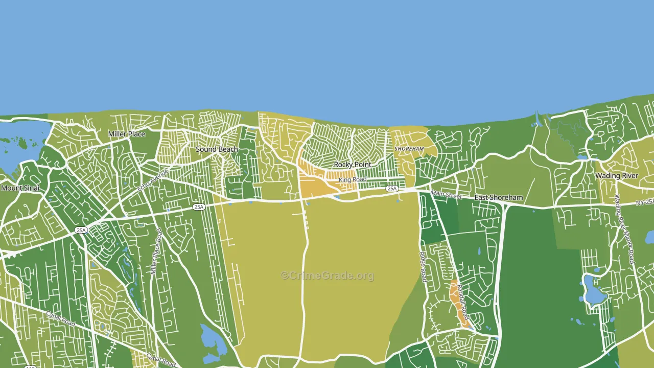 Rocky Point, NY Map of Murder Rates