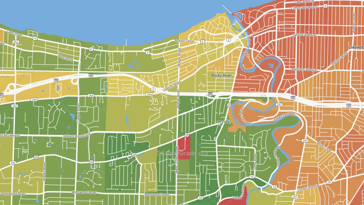 Rocky River, OH Map of Murder Rates