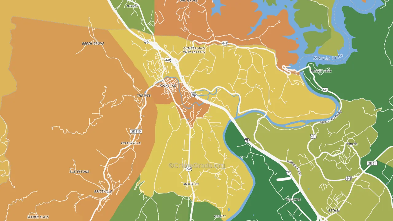 Rocky Top, TN Map of Murder Rates