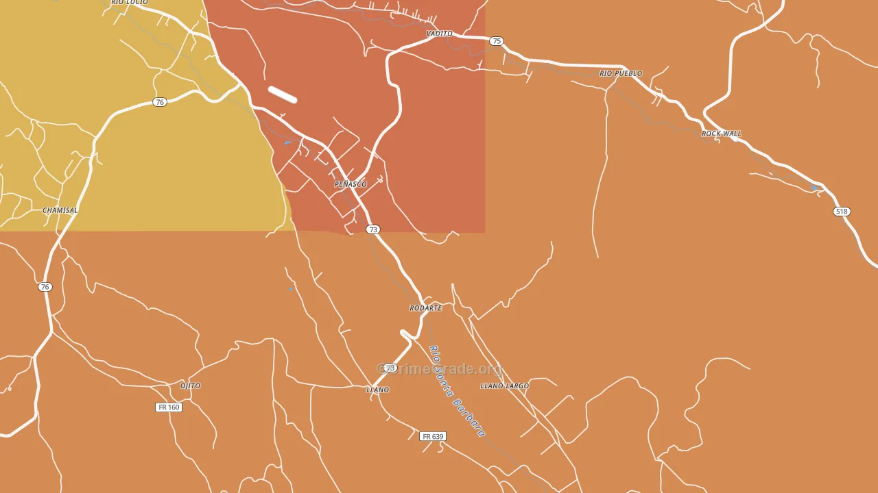 Rodarte, NM Map of Murder Rates