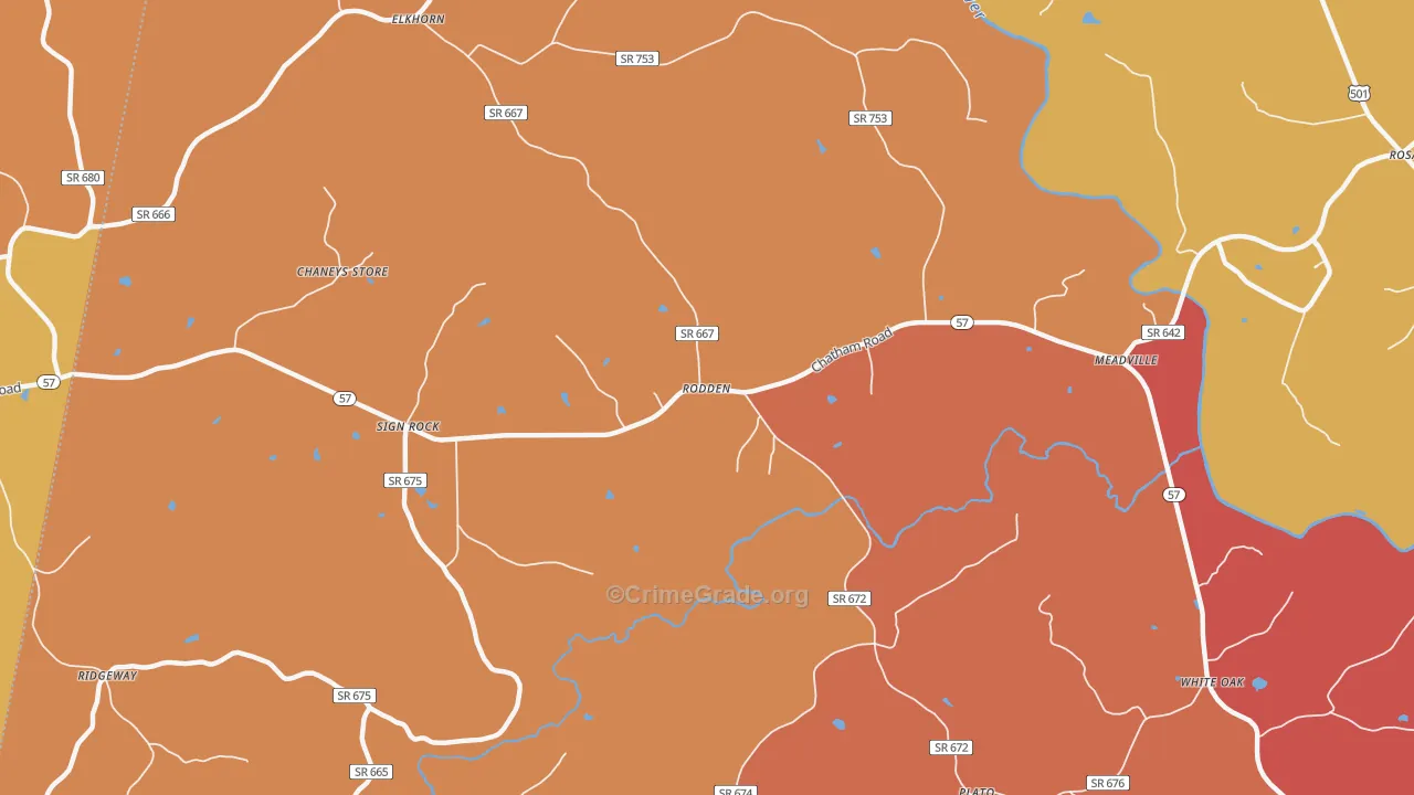 Rodden, VA Map of Murder Rates