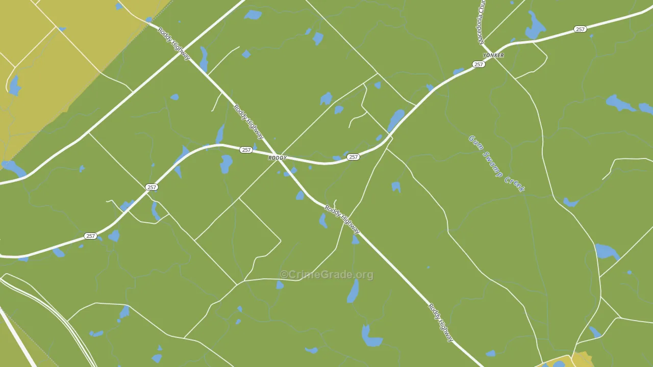 Roddy, GA Map of Murder Rates