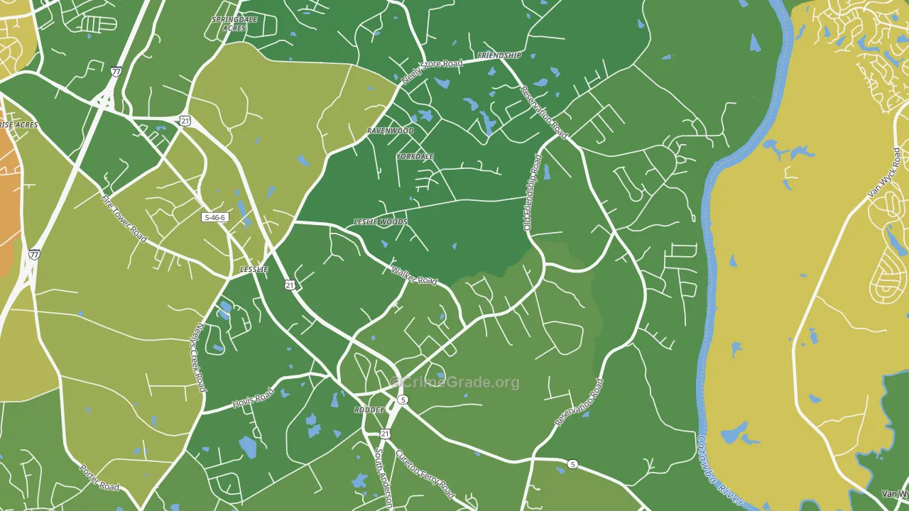Roddy, SC Map of Murder Rates
