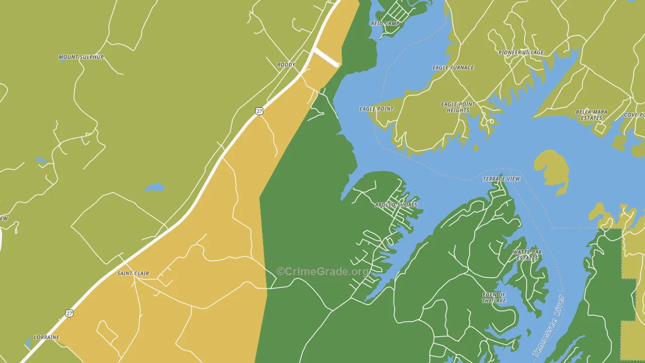 Roddy, TN Map of Murder Rates