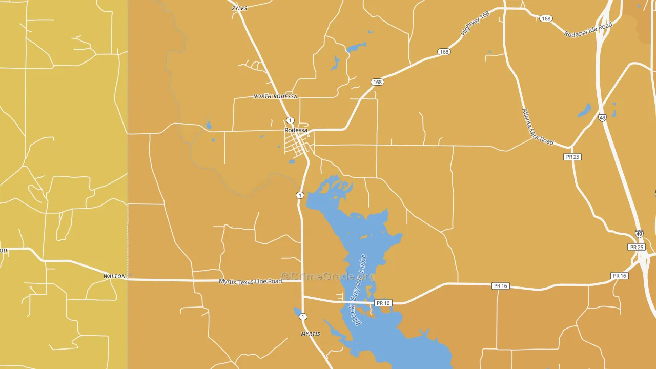 Rodessa, LA Map of Murder Rates
