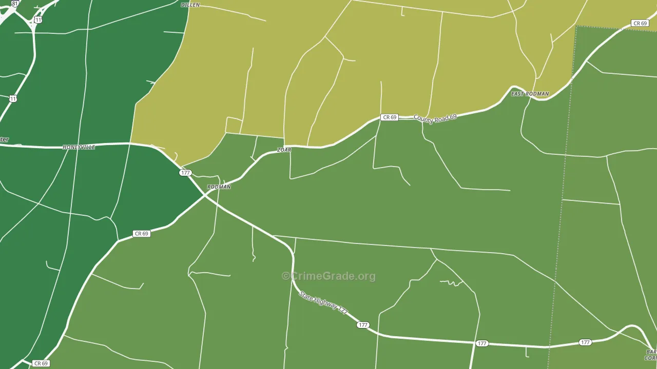 Rodman, NY Map of Murder Rates
