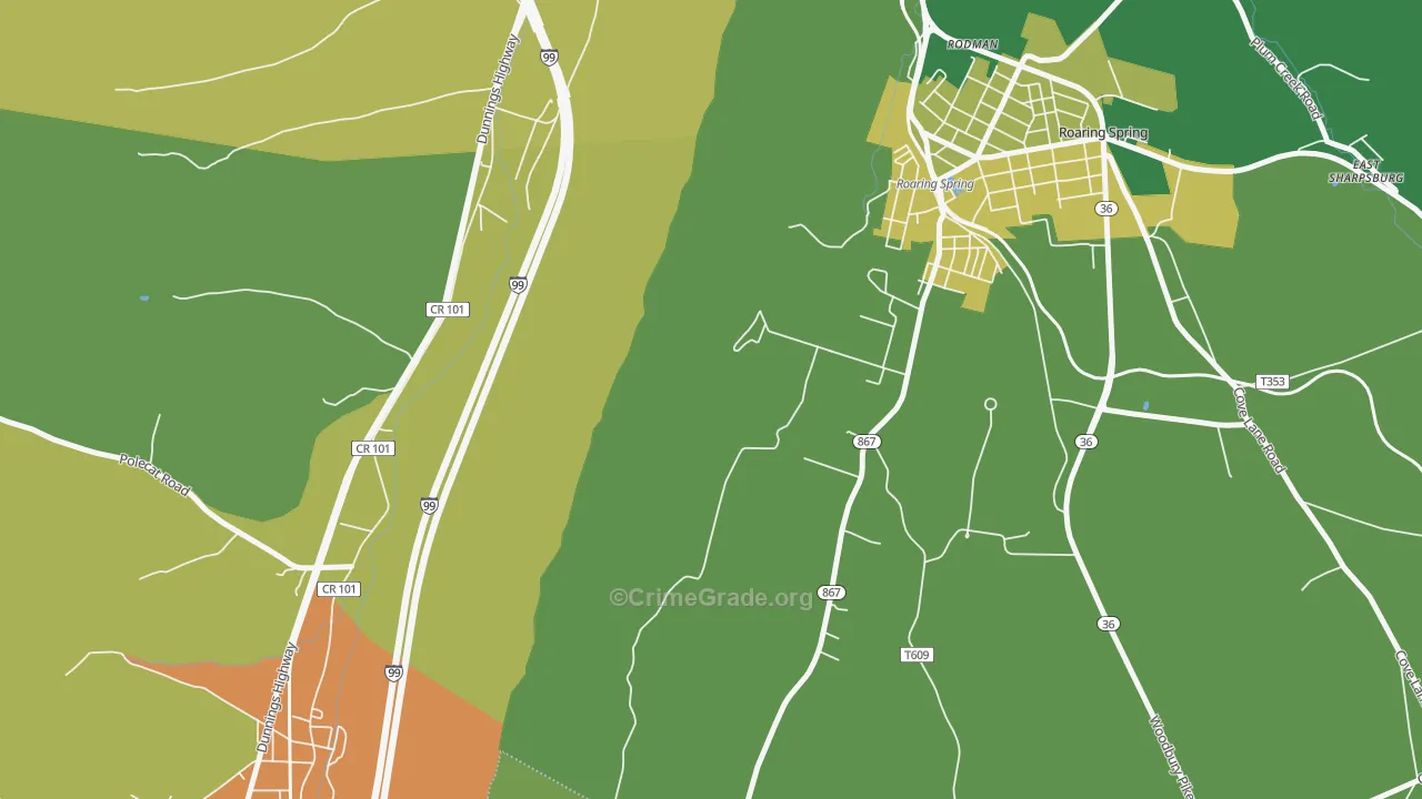 Rodman, PA Map of Murder Rates