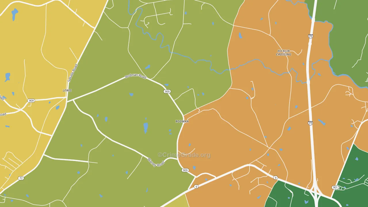 Rodman, SC Map of Murder Rates