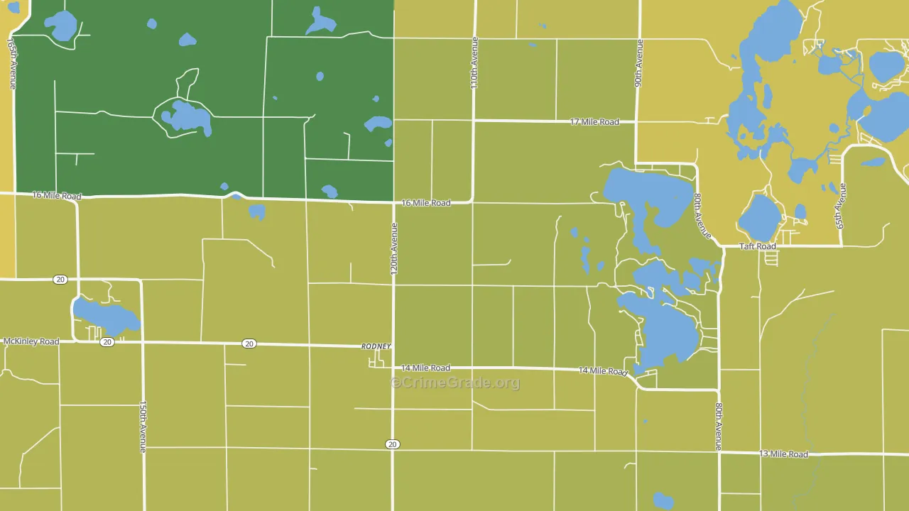 Rodney, MI Map of Murder Rates