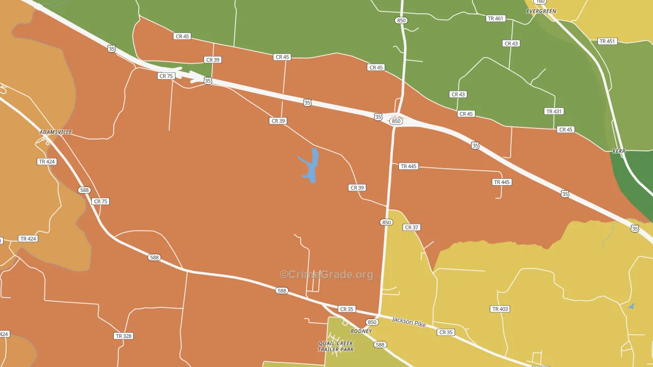 Rodney, OH Map of Murder Rates
