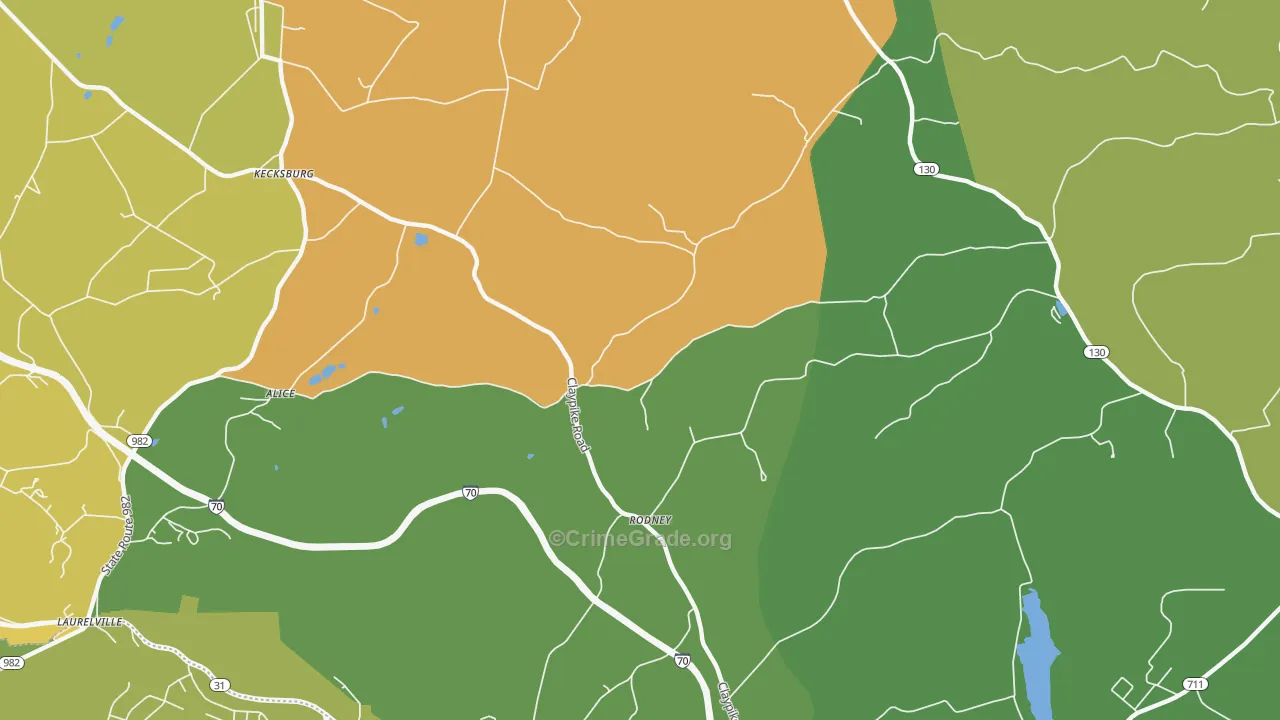 Rodney, PA Map of Murder Rates