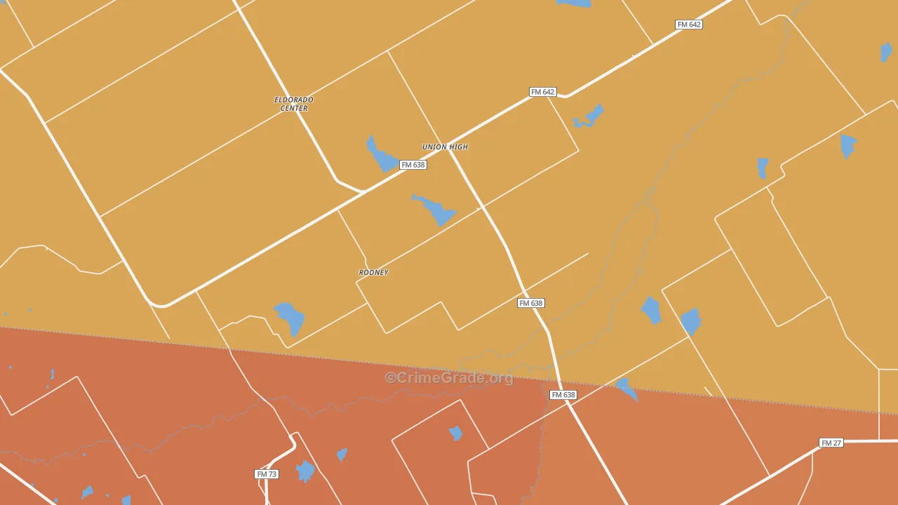 Rodney, TX Map of Murder Rates