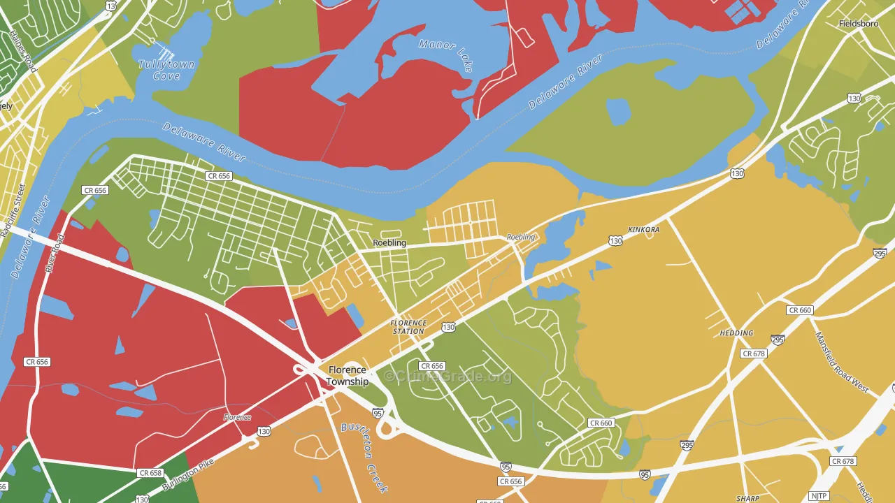 Roebling, NJ Map of Murder Rates