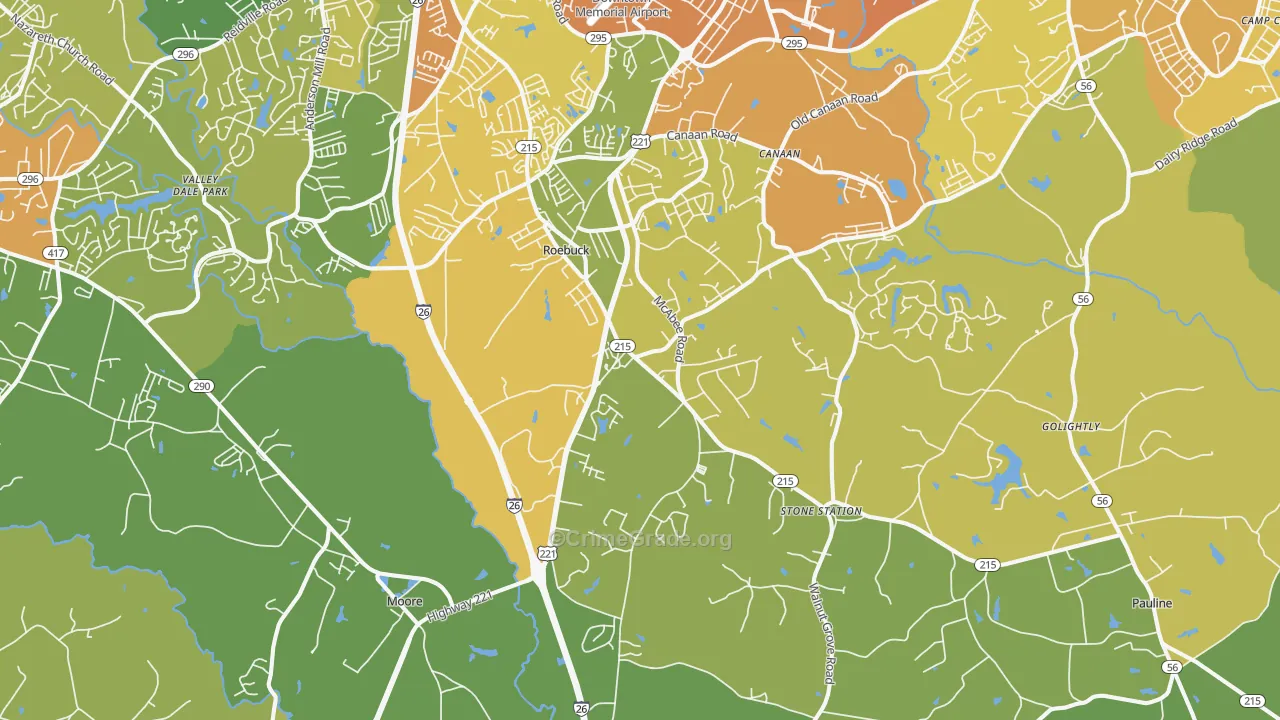 Roebuck, SC Map of Murder Rates