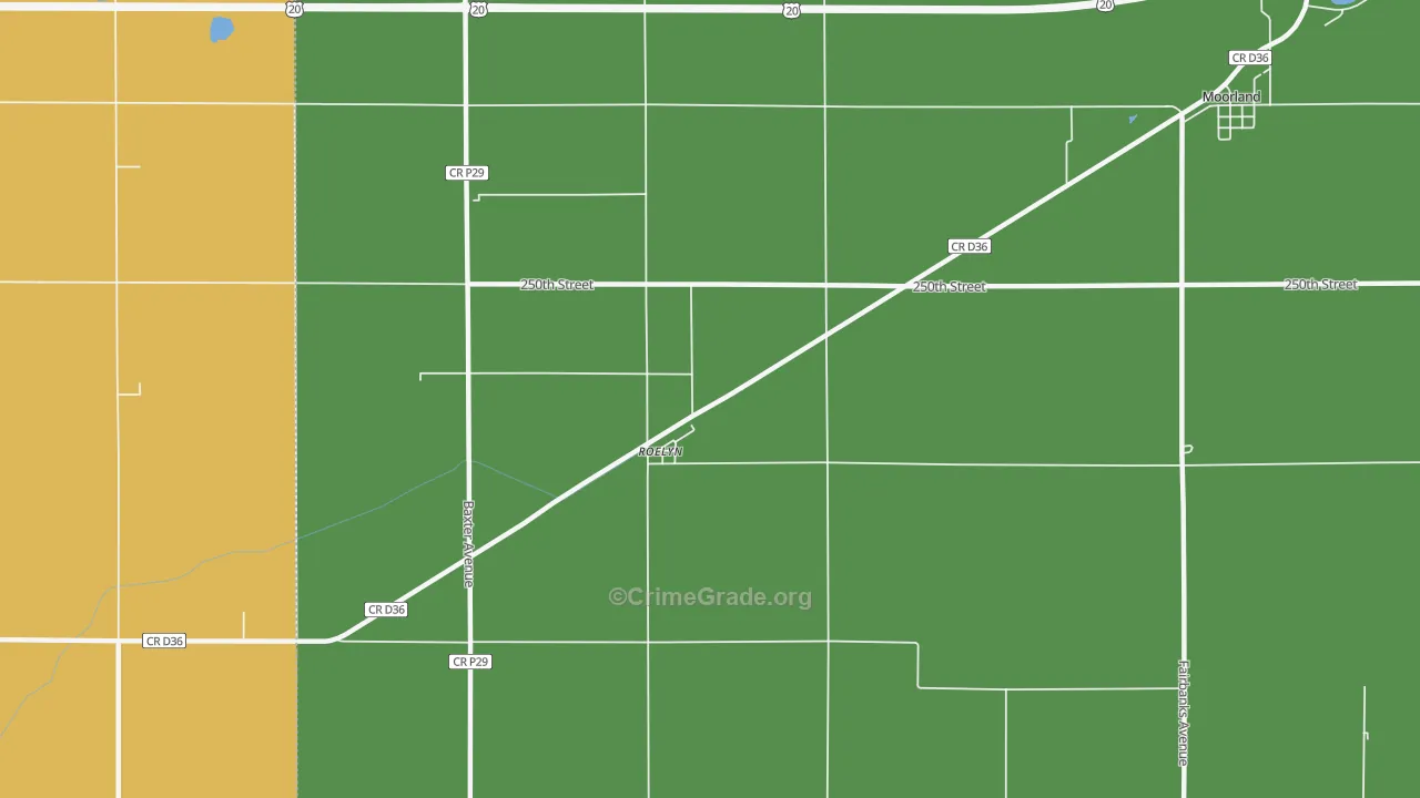 Roelyn, IA Map of Murder Rates