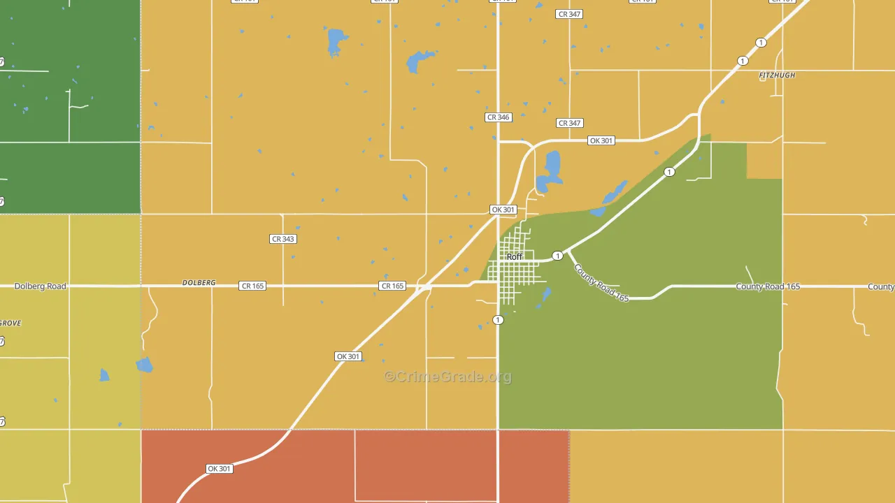 Roff, OK Map of Murder Rates