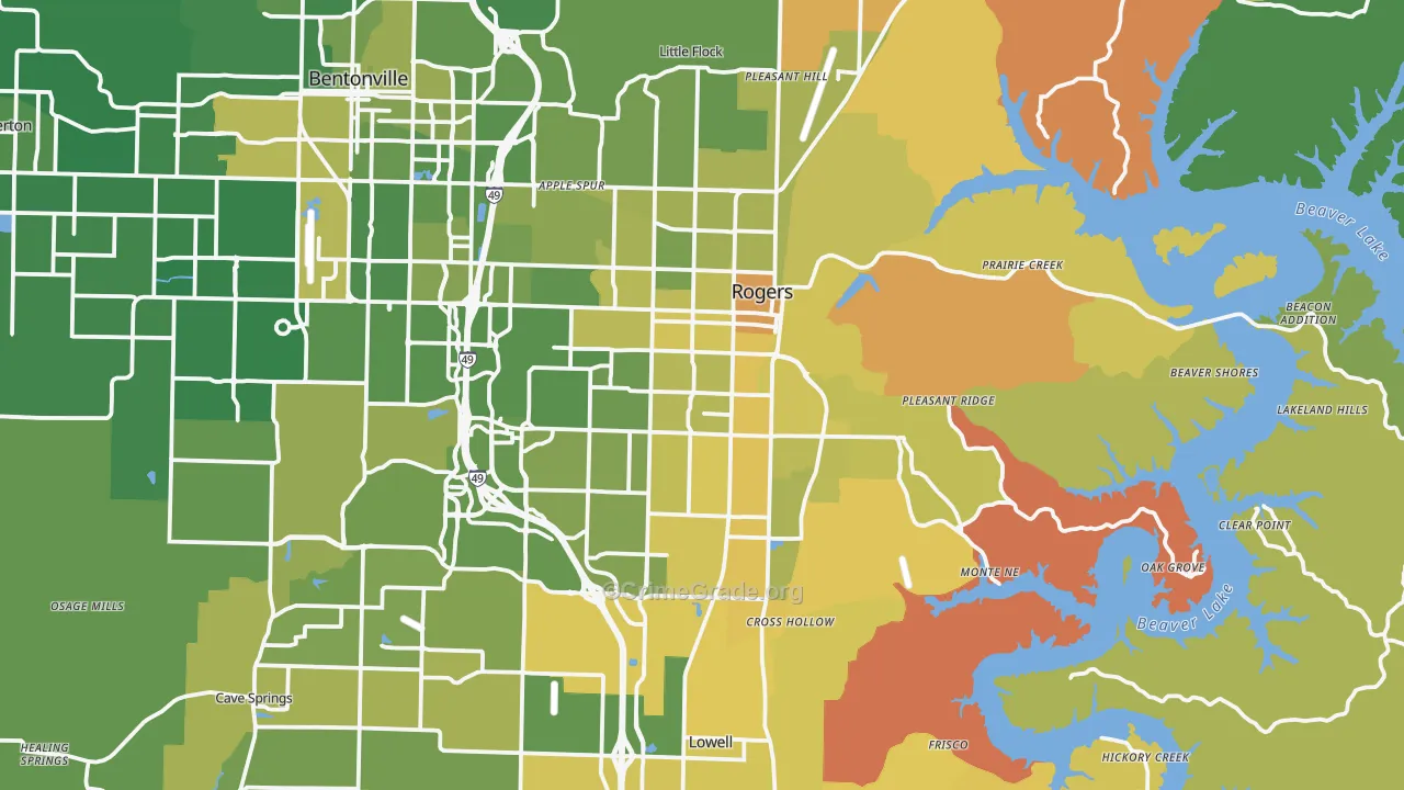 Rogers, AR Map of Murder Rates