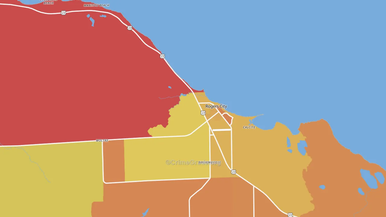 Rogers City, MI Map of Murder Rates