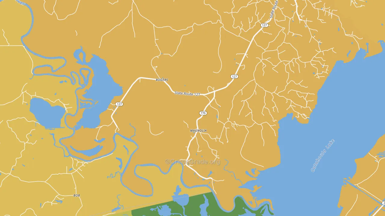 Rogers, LA Map of Murder Rates