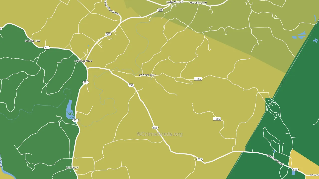 Rogers Mill, PA Map of Murder Rates
