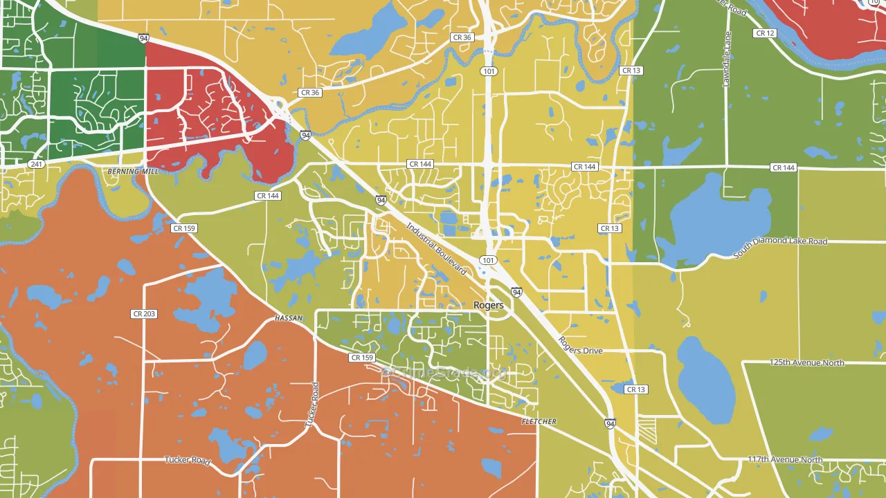 Rogers, MN Map of Murder Rates