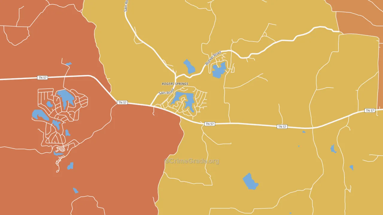 Rogers Spring, TN Map of Murder Rates