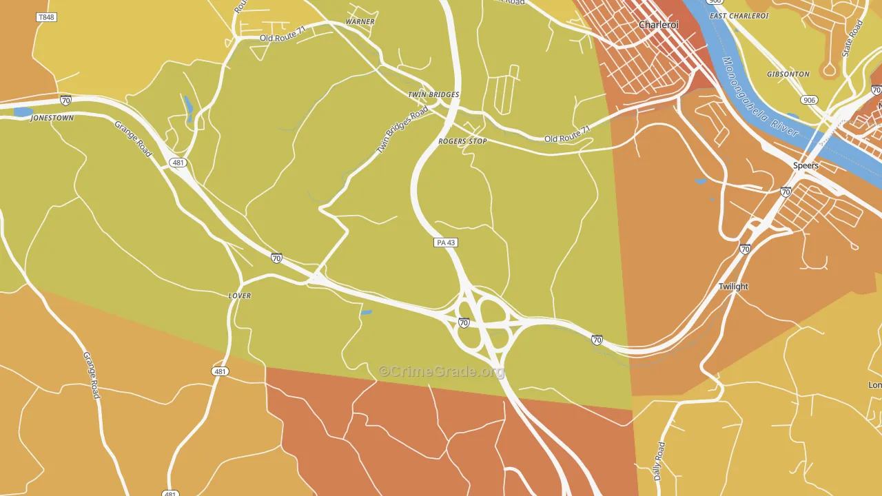 Rogers Stop, PA Map of Murder Rates