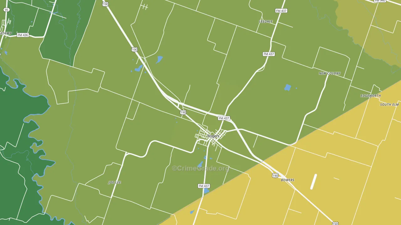 Rogers, TX Map of Murder Rates