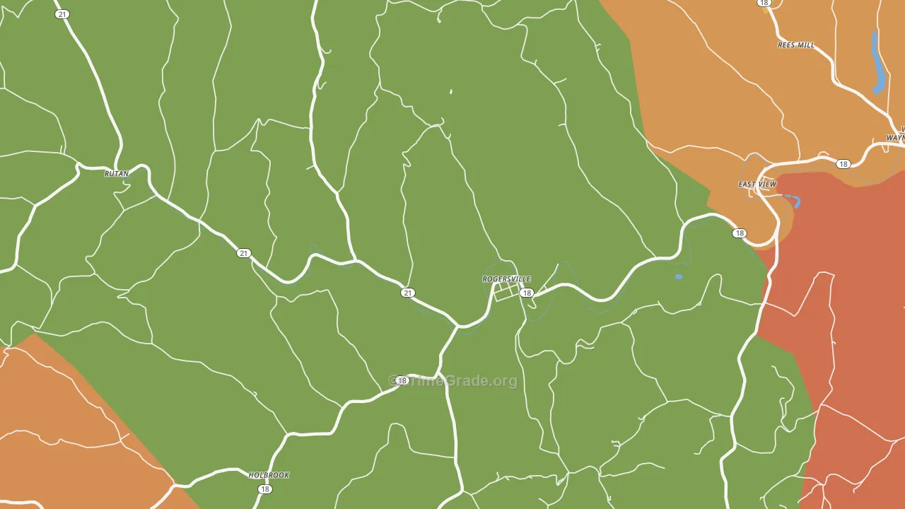 Rogersville, PA Map of Murder Rates