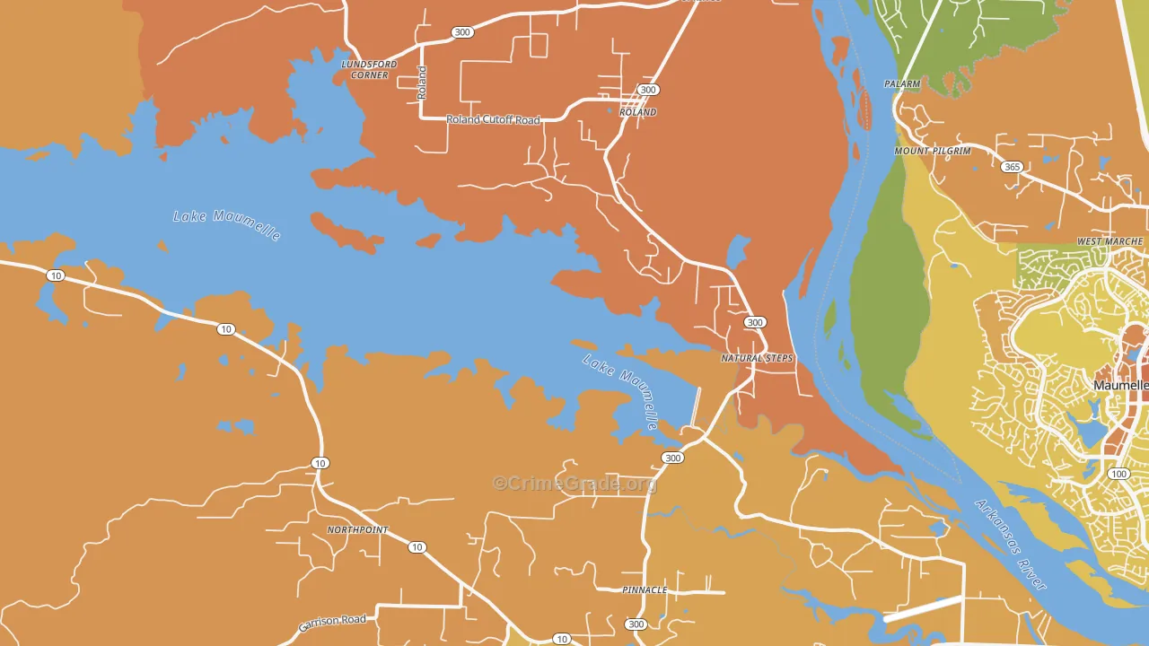 Roland, AR Map of Murder Rates