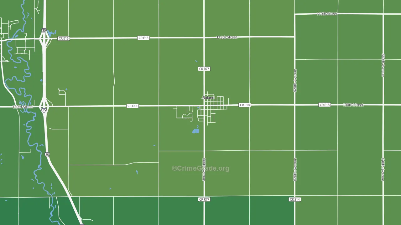 Roland, IA Map of Murder Rates
