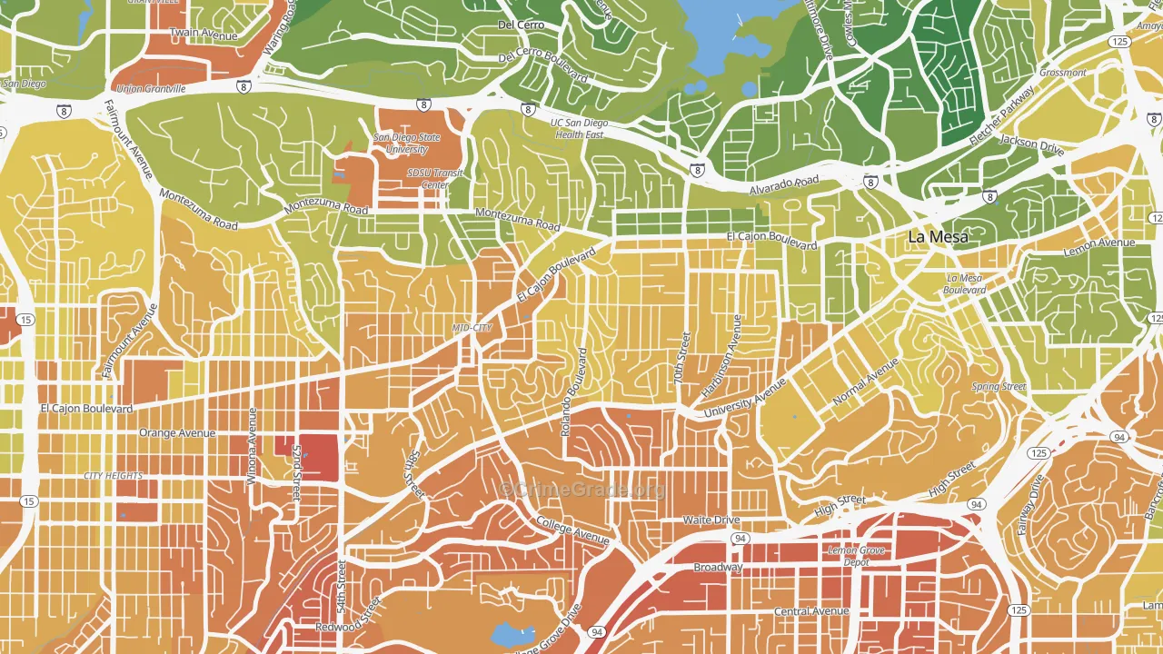 Rolando, San Diego, CA Map of Murder Rates