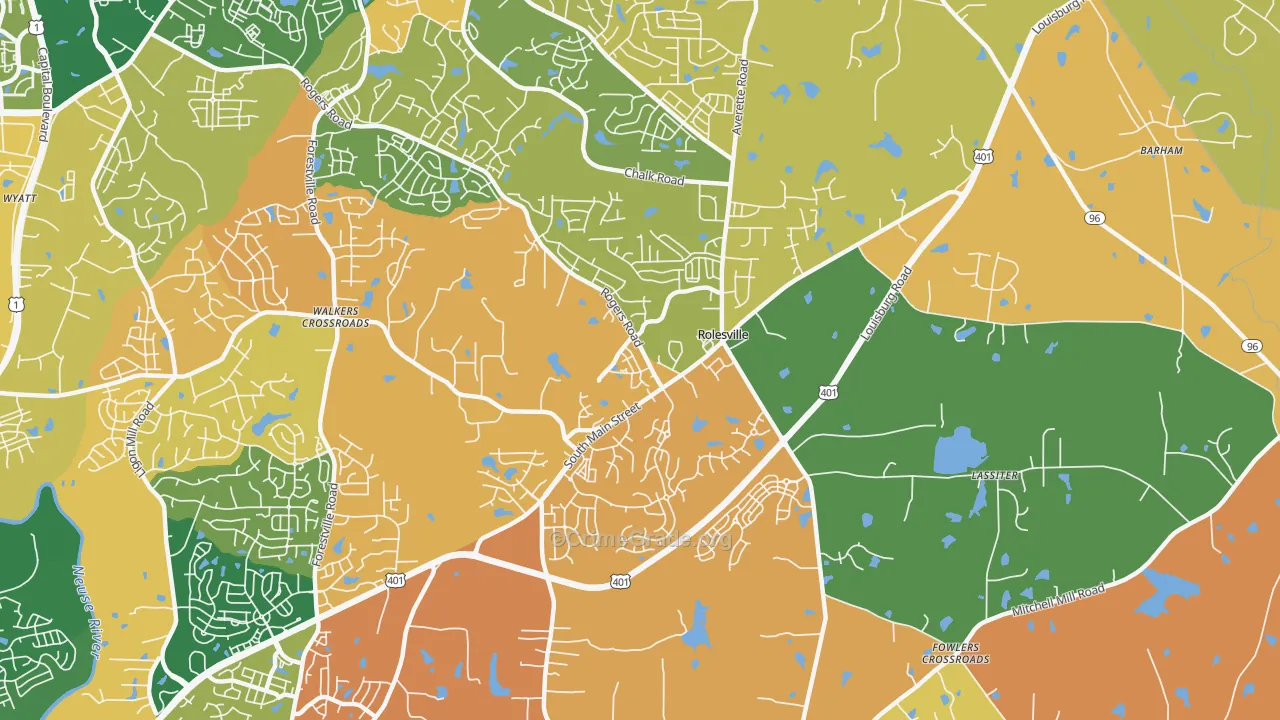 Rolesville, NC Map of Murder Rates