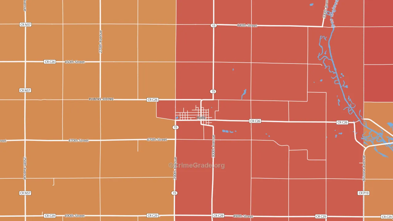 Rolfe, IA Map of Murder Rates