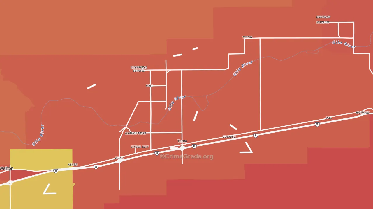 Roll, AZ Map of Murder Rates