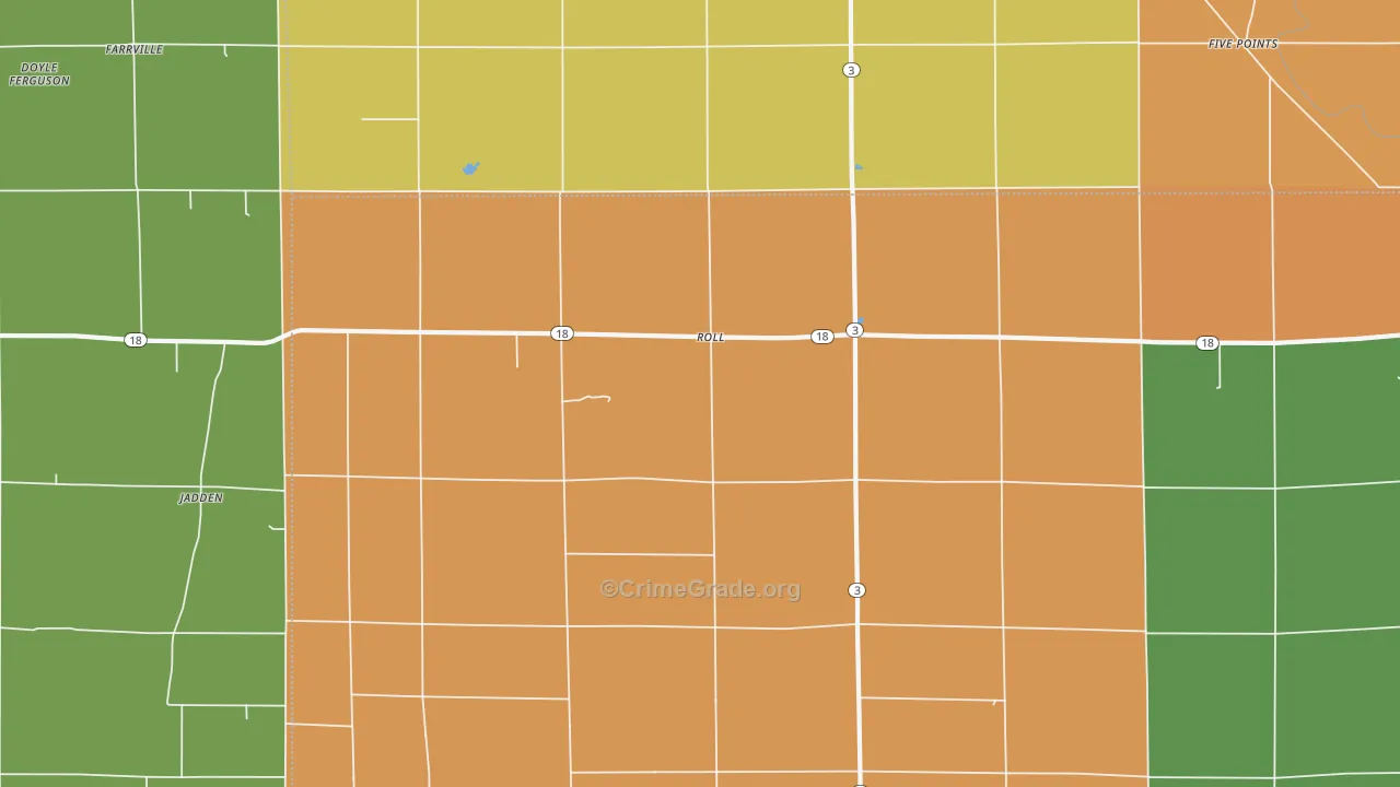 Roll, IN Map of Murder Rates