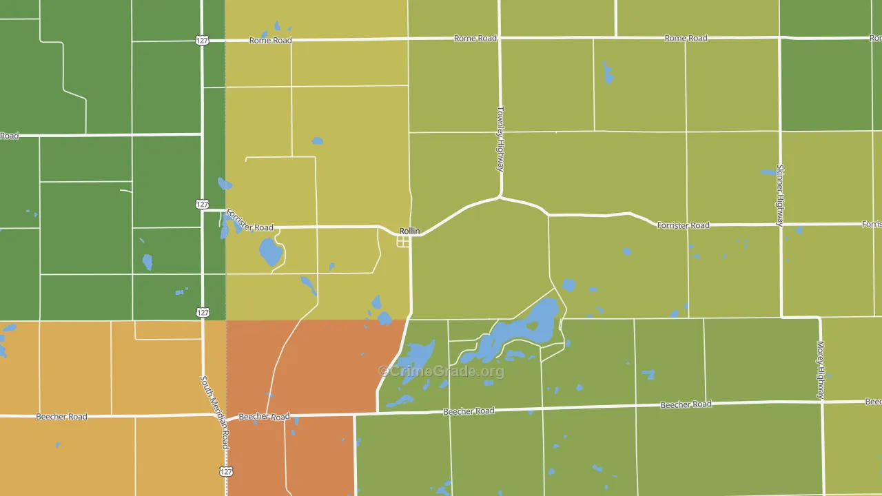 Rollin, MI Map of Murder Rates