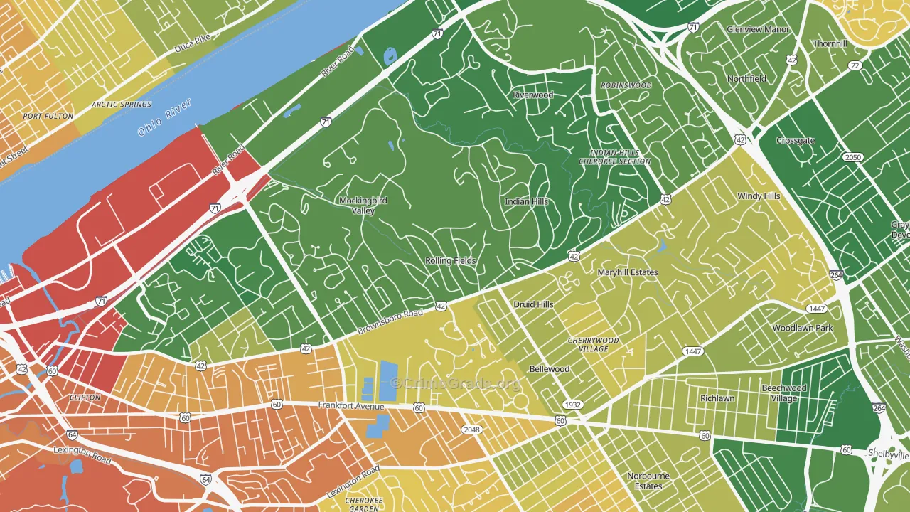 Rolling Fields, KY Map of Murder Rates