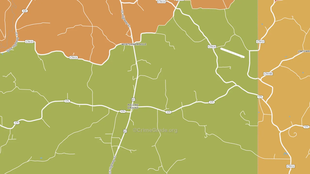 Rolling Ground, WI Map of Murder Rates