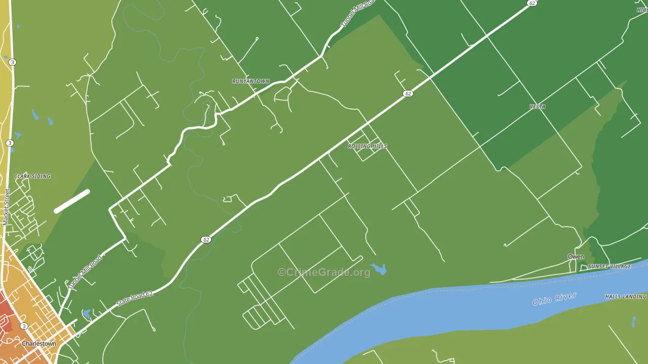 Rolling Hills, IN Map of Murder Rates