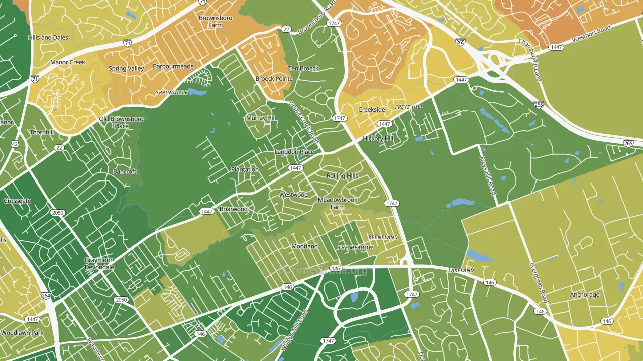 Rolling Hills, KY Map of Murder Rates