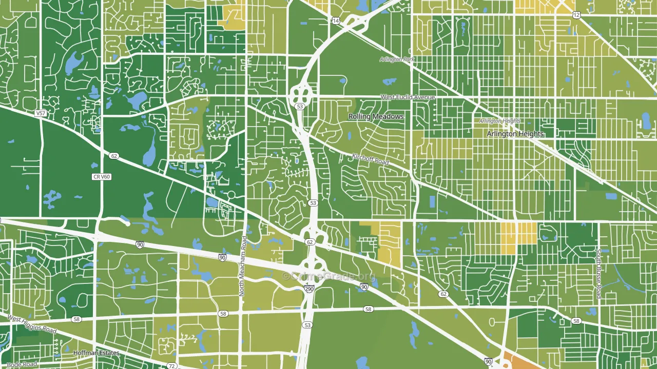 Rolling Meadows, IL Map of Murder Rates