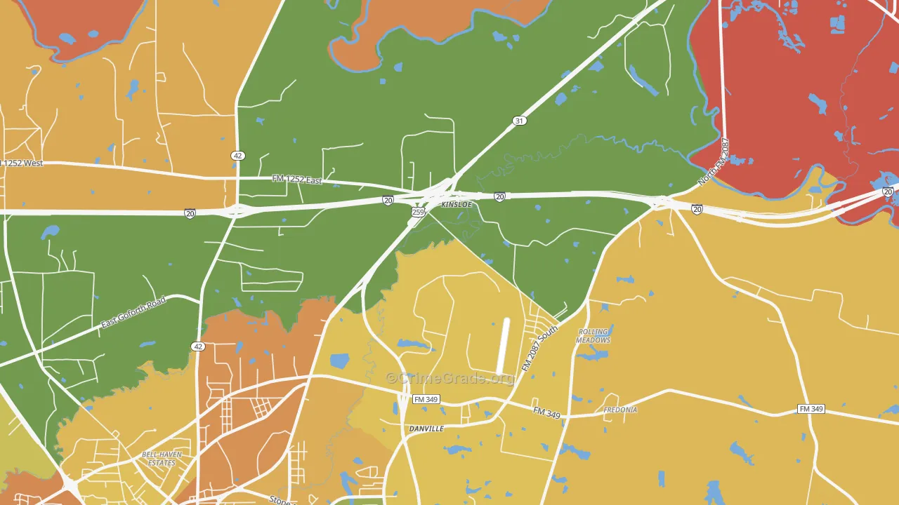 Rolling Meadows, TX Map of Murder Rates