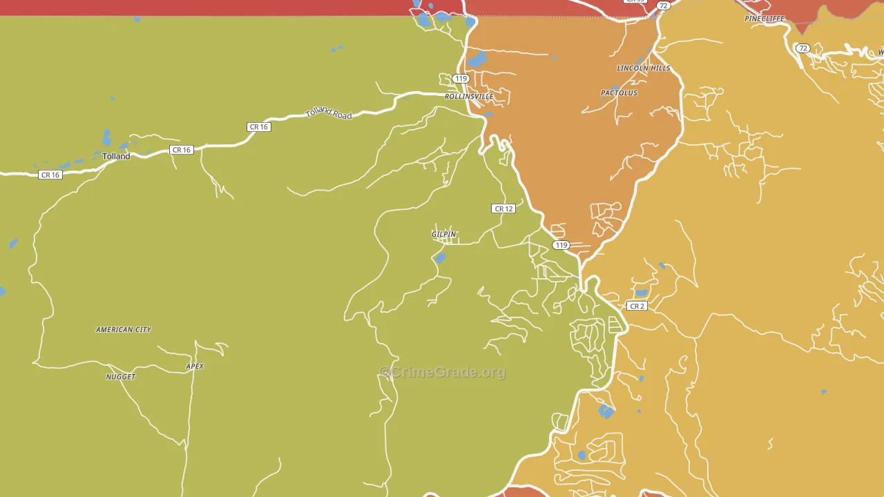 Rollinsville, CO Map of Murder Rates