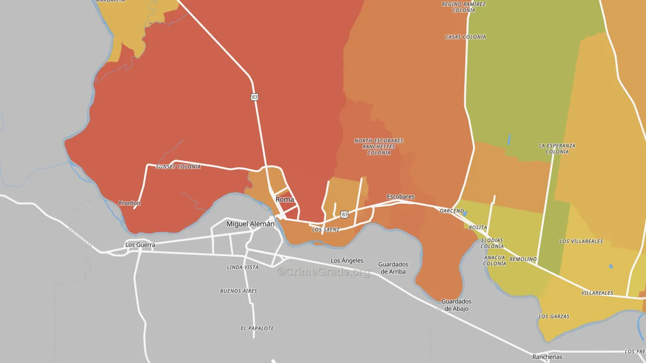 Roma, TX Map of Murder Rates