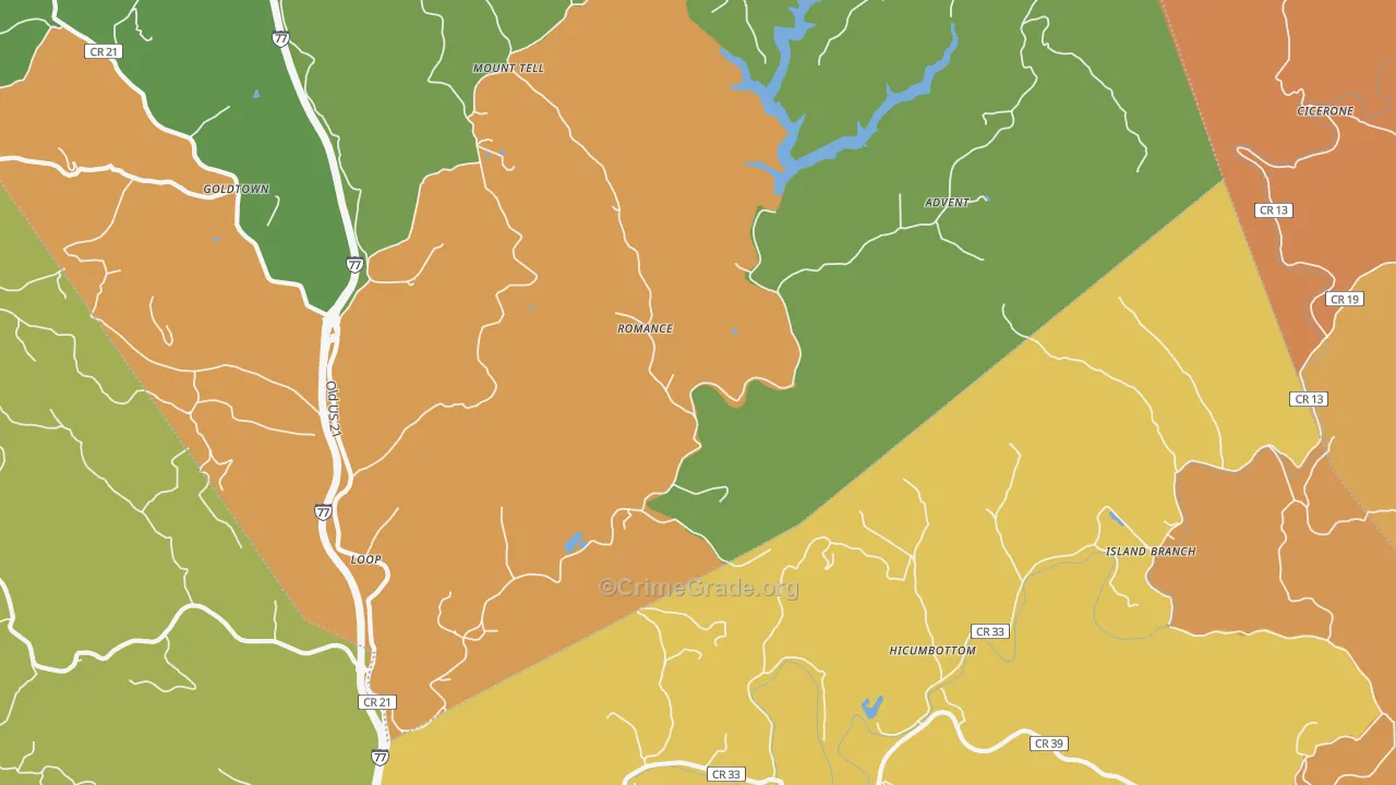 Romance, WV Map of Murder Rates