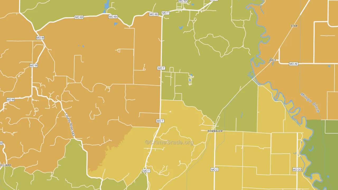 Rombauer, MO Map of Murder Rates