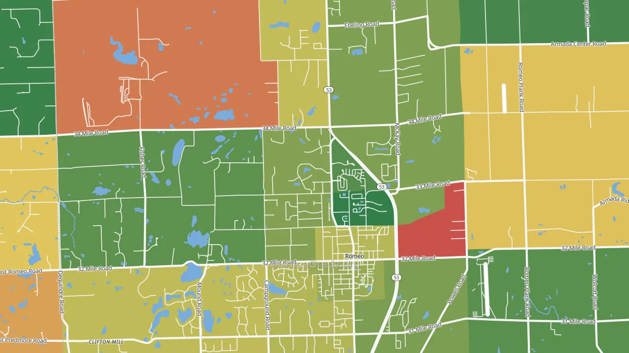 Romeo, MI Map of Murder Rates