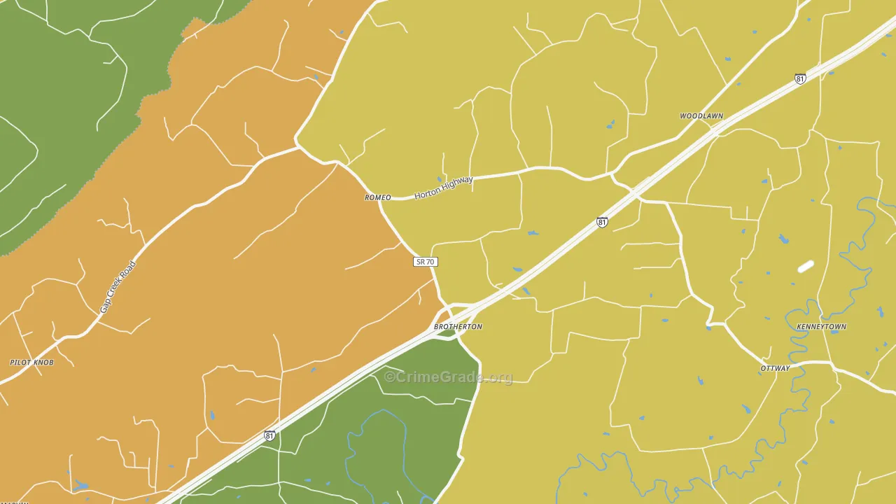 Romeo, TN Map of Murder Rates